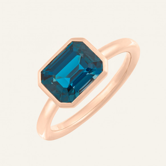 Bague octogone Topaze blue...