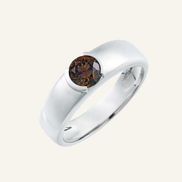 Bague Jonc diamant cognac