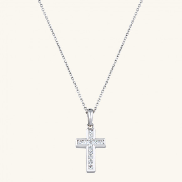 Pendentif Croix serti rails