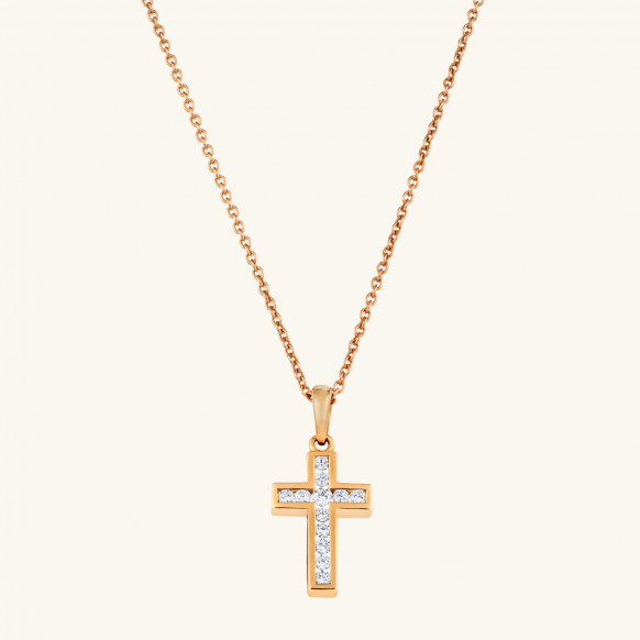 Pendentif Croix serti rails