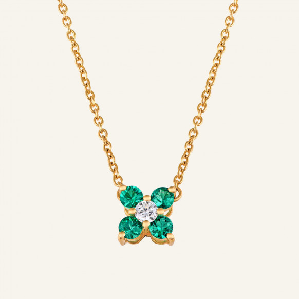 Pendentif Dahlia émeraudes
