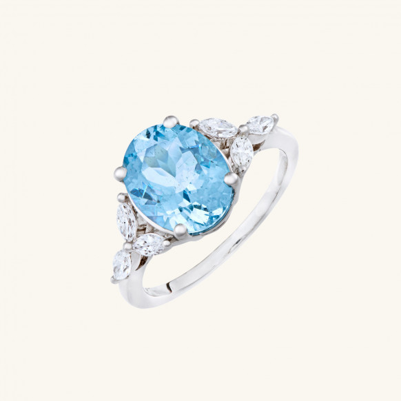 Bague Flora aigue marine